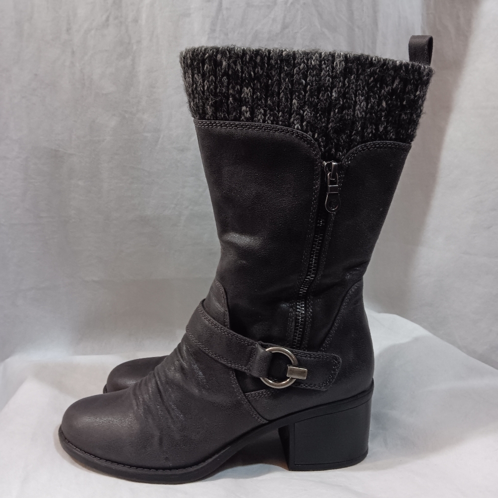 BareTraps Womens 8.5 Gray Boots Wylla Casual Round Toe Mid-Calf Sweater Collar - Picture 8 of 14